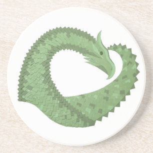 Weißer Grüner Herzdrache Sandstein Untersetzer
