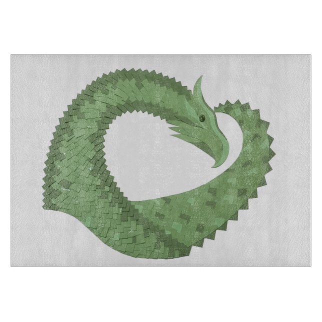 Weißer Grüner Herzdrache Schneidebrett (Vorderseite)