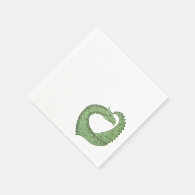 Weißer Grüner Herzdrache Serviette (Ecke)
