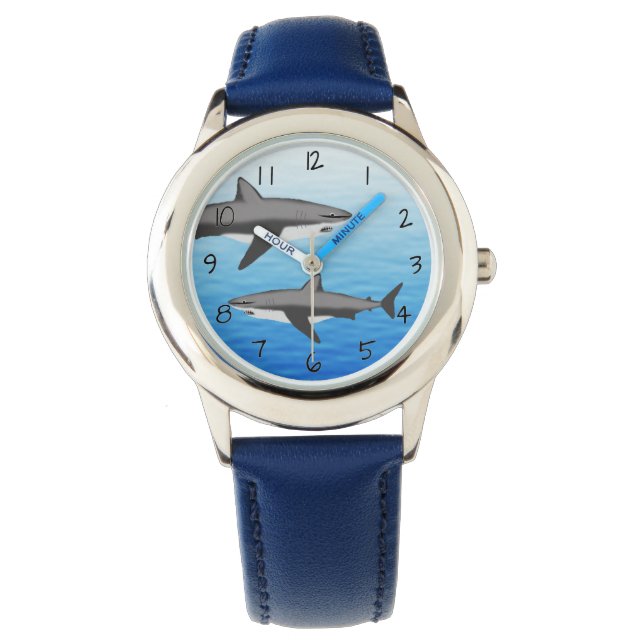 Weißer Hai Armbanduhr (Vorderseite)