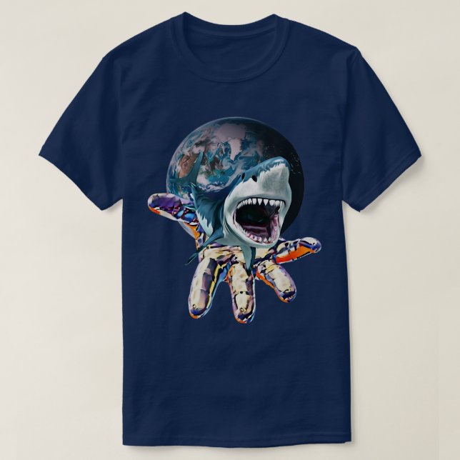 Weißer Hai bunter Hai Raubhaie T-Shirt (Design vorne)