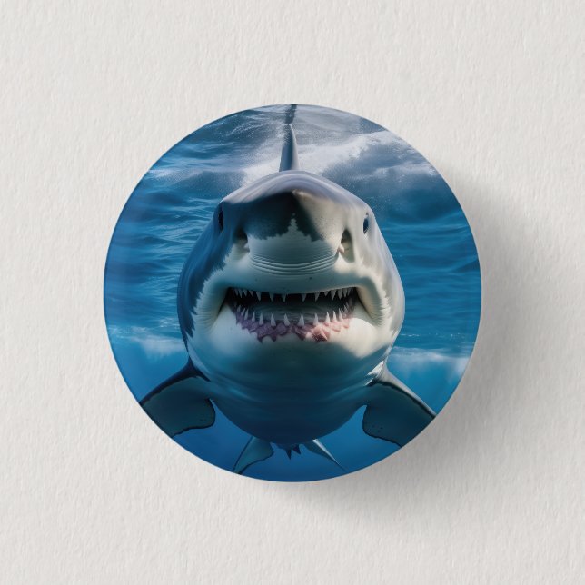 Weißer Hai Button (Vorderseite)