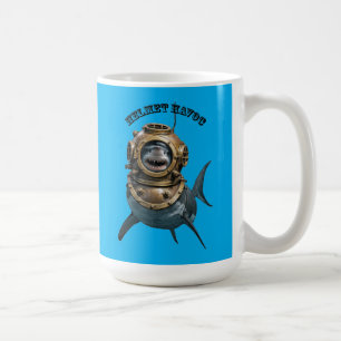 Weißer Hai in einem Tauchhelm URM Kaffeetasse