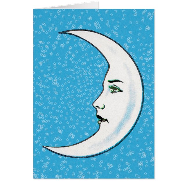 Weißer Halbmond mit Gesicht winzige Stars Aqua Blu (Vorne)