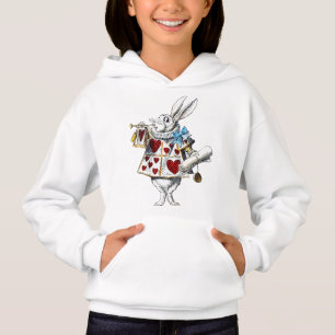 Weißer Hase Alice im Wunderland Herzhase Hoodie