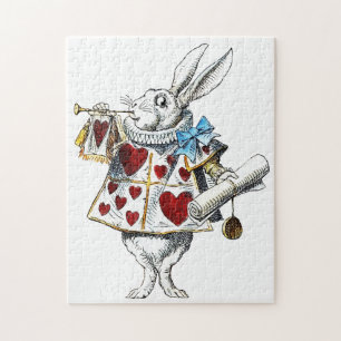 Weißer Hase Alice Wunderland Hase der Herzen