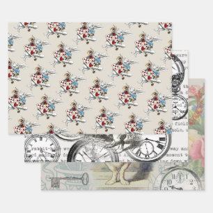 Weißer Hase Alice Wunderland Hase der Herzen Geschenkpapier Set
