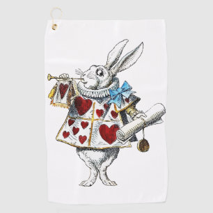 Weißer Hase Alice Wunderland Hase der Herzen Golfhandtuch