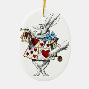 Weißer Hase Alice Wunderland Hase der Herzen Keramik Ornament