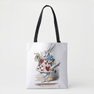 Weißer Hase Alice Wunderland Hase der Herzen Tasche