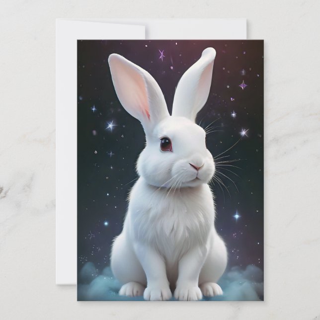 Weißer Hase Feiertagskarte (Vorderseite)
