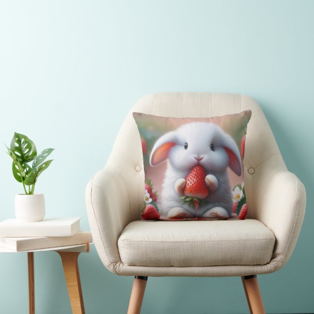 Weißer Hase mit Juicy Strawberry Kissen (Stuhl )