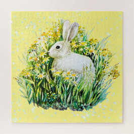 Weißer Hase und Blume