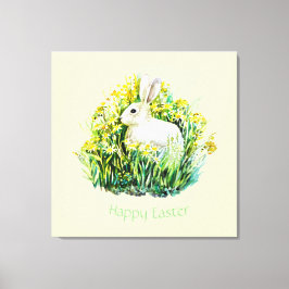 Weißer Hase und Blume, Ostern Leinwanddruck