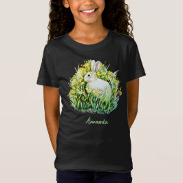 Weißer Hasen und Blume T-Shirt