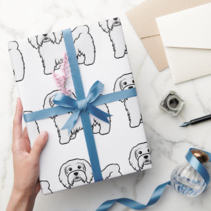 Weißer Havanese Süßer Cartoon-Hund-Muster Geschenkpapier