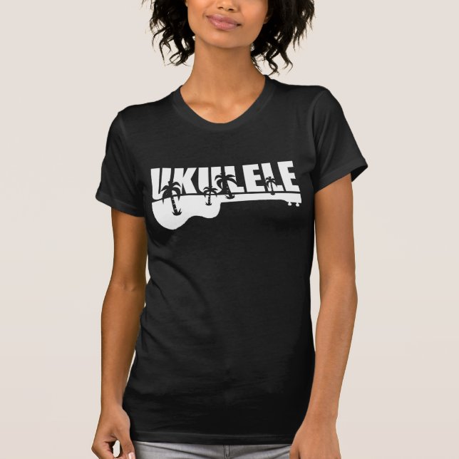 weißer hawaiischer Ukulele T-Shirt (Vorderseite)