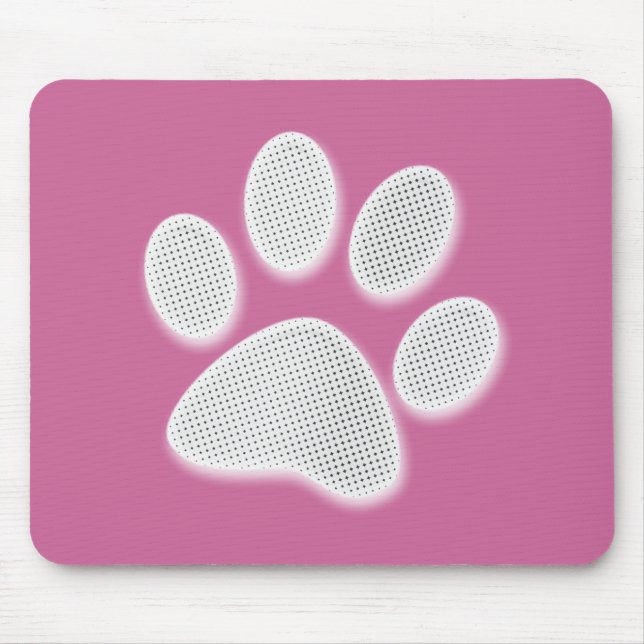 Weißer/hellgrauer Halbtontatzen-Druck Mousepad (Vorne)