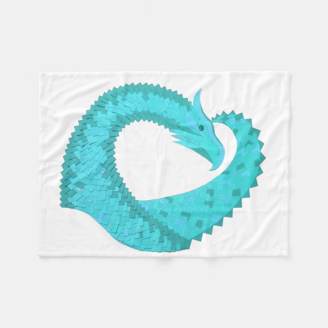 Weißer Herzdrache Fleecedecke (Vorderseite (Horizontal))