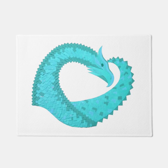 Weißer Herzdrache Fußmatte (Vorderseite)