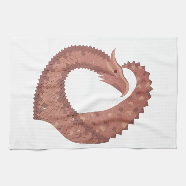 Weißer Herzdrache Geschirrtuch (Horizontal)