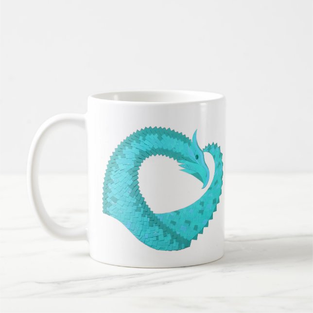 Weißer Herzdrache Kaffeetasse (Links)