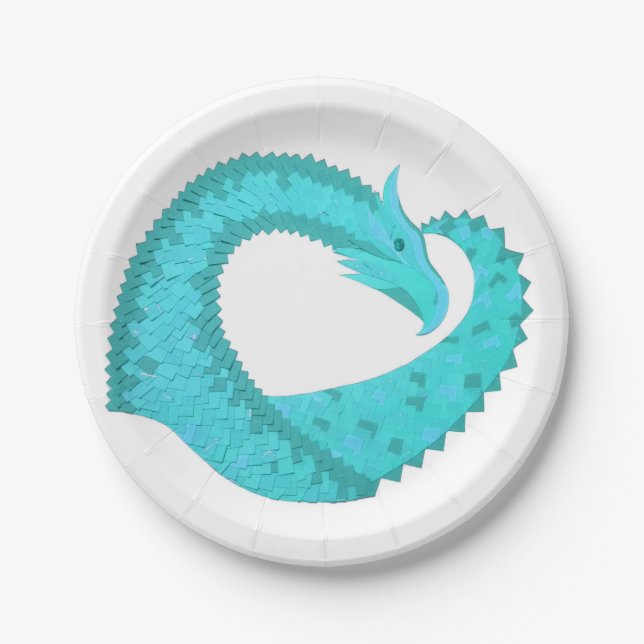 Weißer Herzdrache Pappteller (Vorderseite)