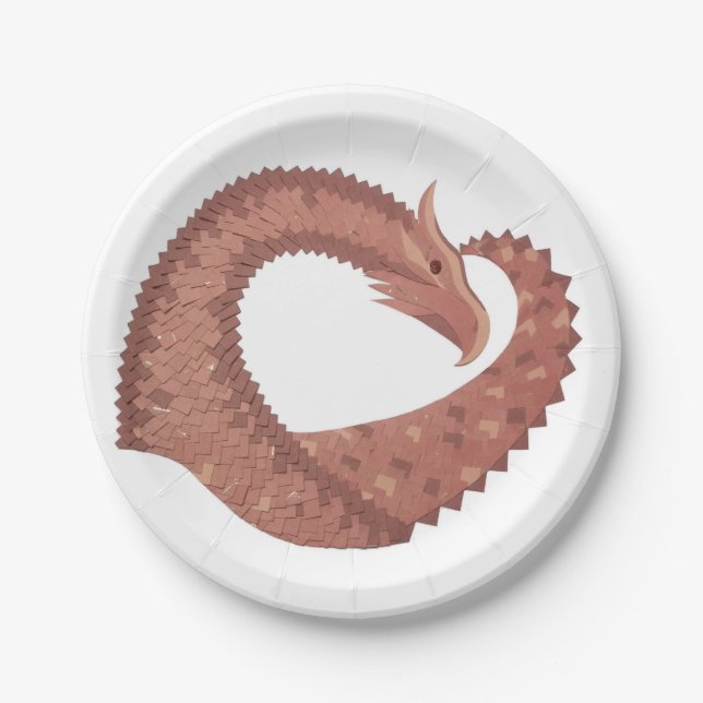 Weißer Herzdrache Pappteller (Vorderseite)