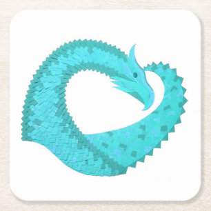 Weißer Herzdrache Rechteckiger Pappuntersetzer