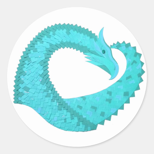 Weißer Herzdrache Runder Aufkleber (Vorderseite)