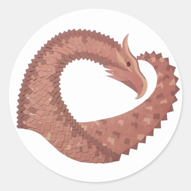 Weißer Herzdrache Runder Aufkleber (Vorderseite)