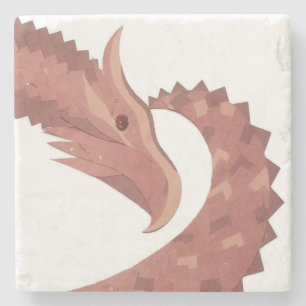 Weißer Herzdrache Steinuntersetzer