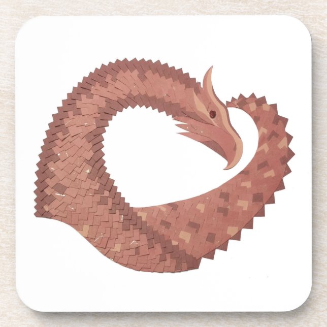 Weißer Herzdrache Untersetzer (Vorderseite)
