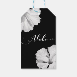 Weißer Hibiskus Schwarze Tropische Hochzeit Aloha  Geschenkanhänger