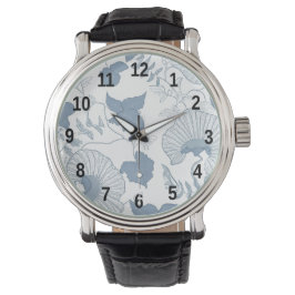 Weißer Hintergrund Delikatesse Blau Japanische Blu Armbanduhr