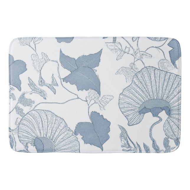 Weißer Hintergrund Delikatesse Blau Japanische Blu Badematte (Vorderseite)