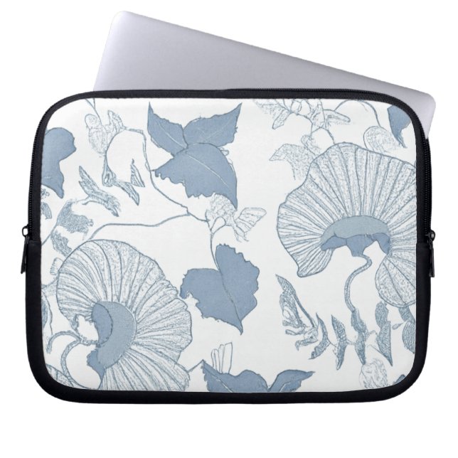 Weißer Hintergrund Delikatesse Blau Japanische Blu Laptopschutzhülle (Vorderseite)