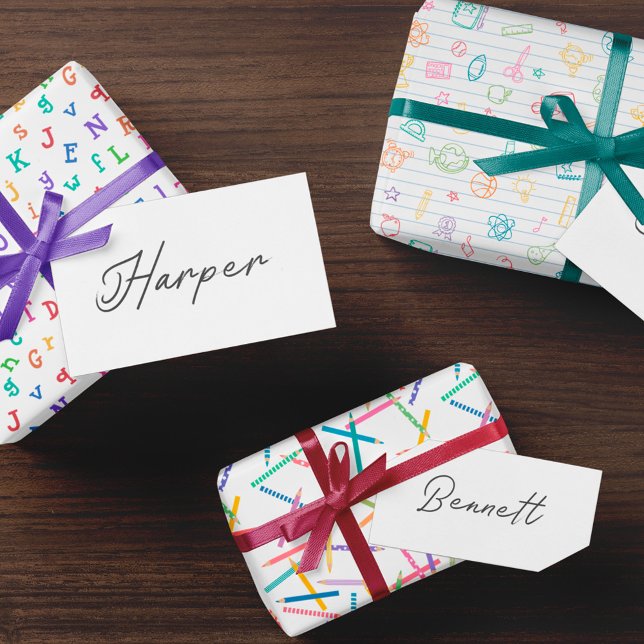 Weißer Hintergrund farbenfroh zurück zur Schulwelt Geschenkpapier Set (Von Creator hochgeladen)