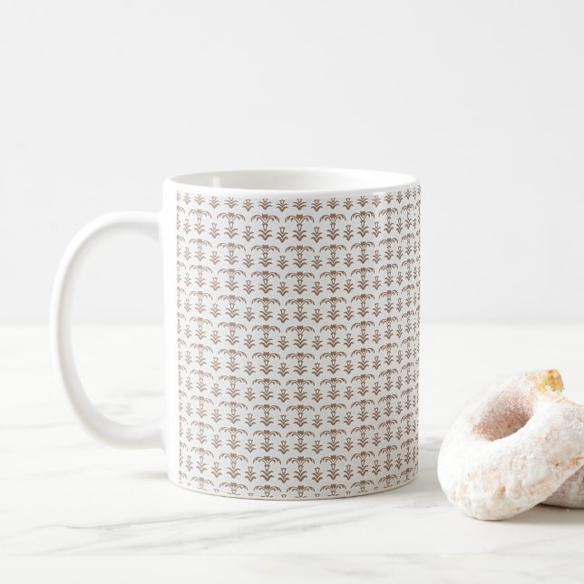 weißer Hintergrund mit braunem Muster Kaffeetasse (Mit Donut)
