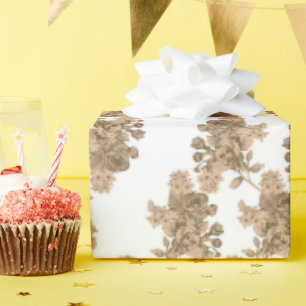 weißer Hintergrund mit braunen Blume Geschenkpapier