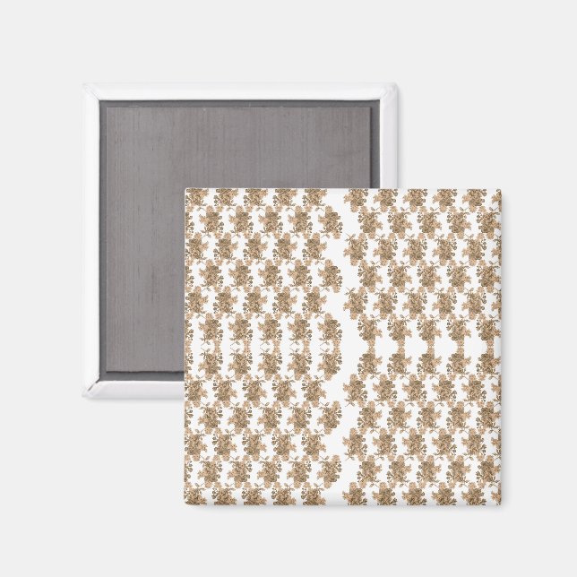 weißer Hintergrund mit braunen Blume Magnet (Vorderseite/Rückseite)