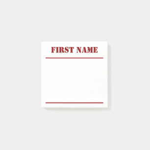 Weißer Hintergrund mit dunkelrotem, fett Individue Post-it Klebezettel