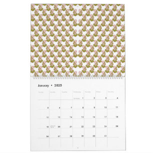 weißer Hintergrund mit einem Muster grüner Blätter Kalender