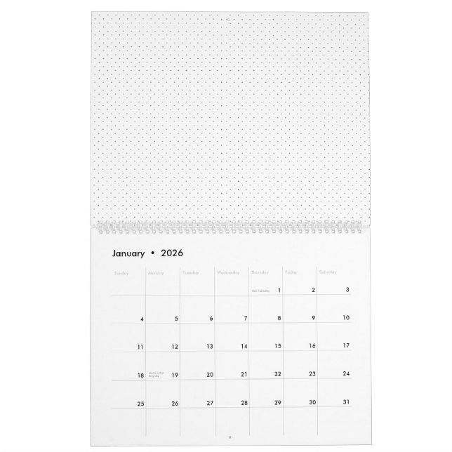 Weißer Hintergrund mit einem sich wiederholenden M Kalender (Jan 2026)