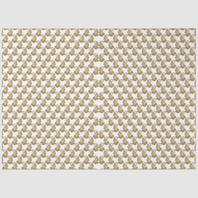 weißer Hintergrund mit grünen Blätter Seidenpapier (Vorderseite)