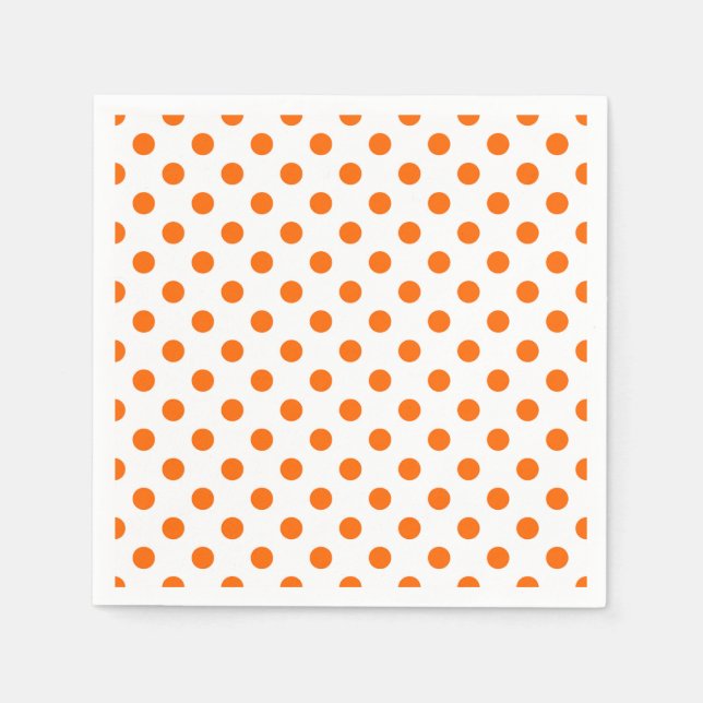 Weißer Hintergrund Orange Polka Dots Serviette (Vorderseite)