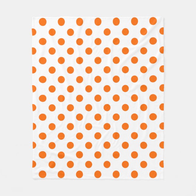 Weißer Hintergrund Orange Punkte Fleecedecke (Vorderseite)