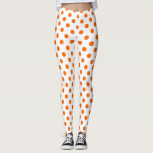 Weißer Hintergrund orange Tupfen Leggings
