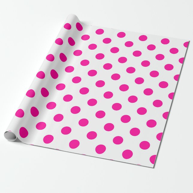 Weißer Hintergrund Rosa Polka Punkte Geschenkpapier (Ungerollt)