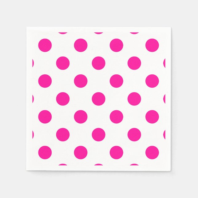 Weißer Hintergrund Rosa Polka Punkte Serviette (Vorderseite)